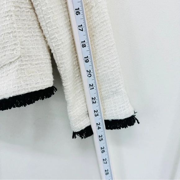 G by Giuliana Womens Faux Tweed Jacket Blazer Ivory Medium Career Casual Modest - Picture 8 of 12